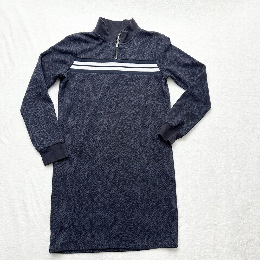 Garcia Dress Girls 12-14 152/158 Blue Animal Print Sport Polo 1/4Zip Stretch L/S